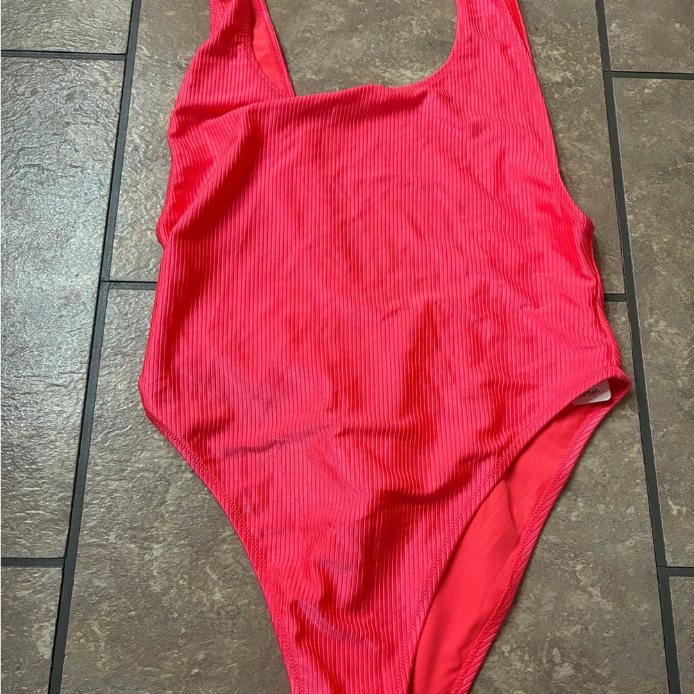 ' Hot Pink Ribbed One-Piece Swimsuit